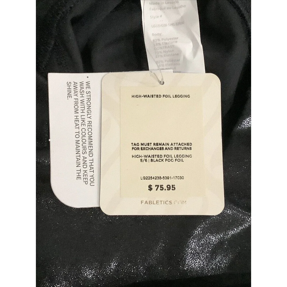 FABLETICS High-Waisted Foil BLACK Leggings SZ S NWT - Picture 7 of 10